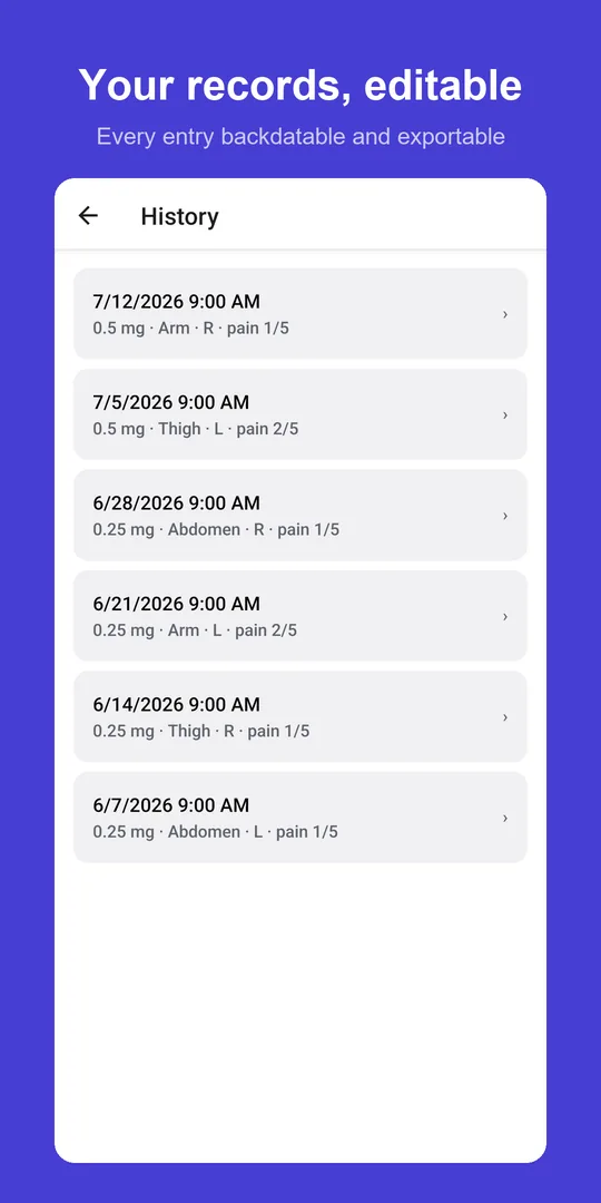 Editable history timeline
